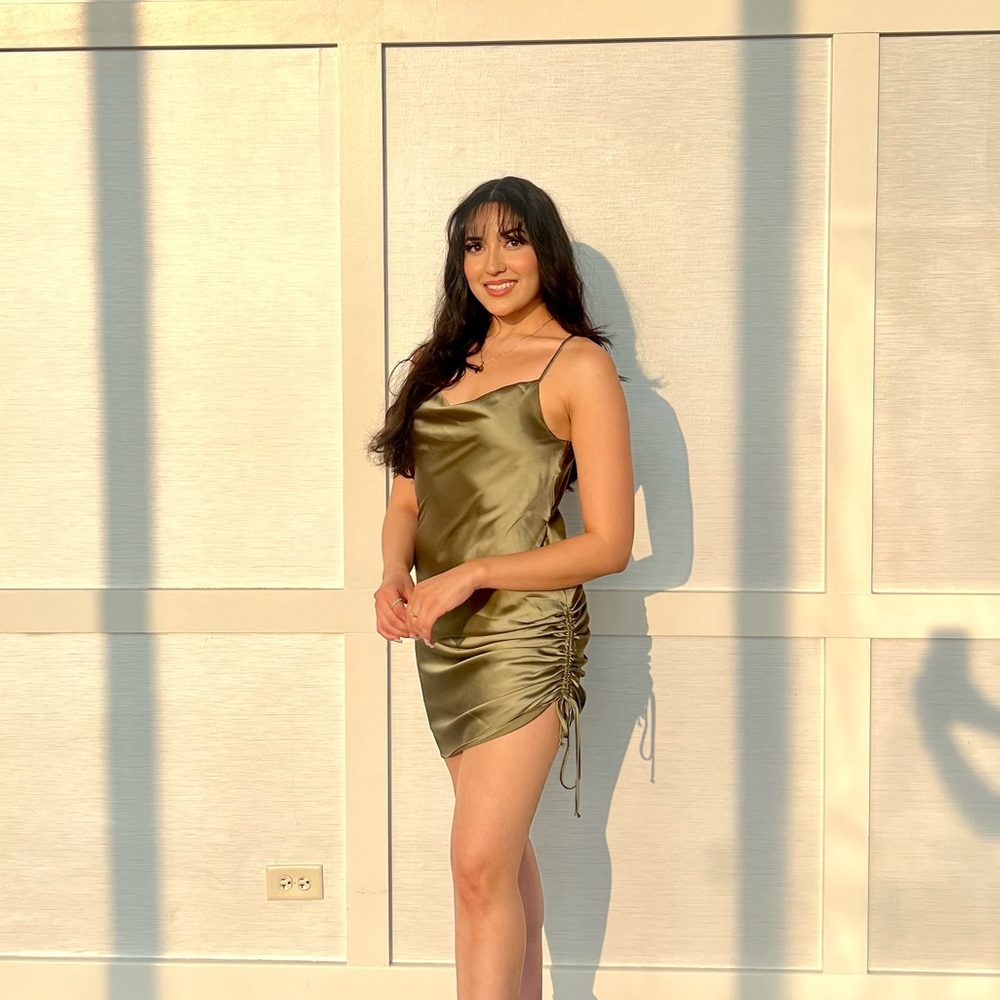 Sage Green Satin Adjustable Dress